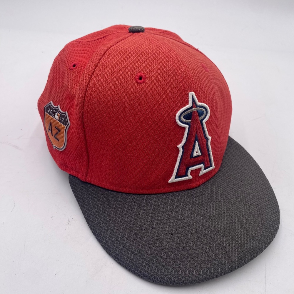 ANGELS New Era 59FIFTY Hat 7 3/4 Red 2017 AZ Spring Training MLB Fitted faded